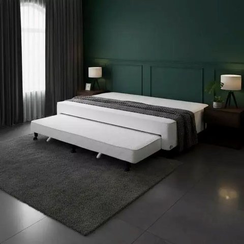 Cama Box Castor Poli Solteiro Branco c/ Colchão Auxiliar 88x188x27cm