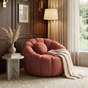 Ver imagem 1 de Poltrona Decorativa Giratória Concha c/Almofada Boucle Terracota Abobora - Vimont Moveis