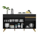 Ver imagem 4 de Balcão Cozinha Gabinete Pia 150cm 3 Portas 1 Gaveta Veneza Multimóveis V3740 Preto/dourado