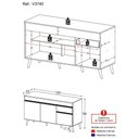 Ver imagem 3 de Balcão Cozinha Gabinete Pia 150cm 3 Portas 1 Gaveta Veneza Multimóveis V3740 Preto/dourado