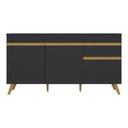 Ver imagem 5 de Balcão Cozinha Gabinete Pia 150cm 3 Portas 1 Gaveta Veneza Multimóveis V3740 Preto/dourado