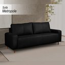 Ver imagem 2 de Sofá Decorativo Sala de Estar Metropole 3 Lugares 220cm Couro Preto - Mozzelar