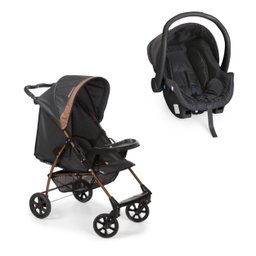 Carrinho de Bebê Romano Travel System com Bebê Conforto Grid Preto/Cobre - Galzerano - 1