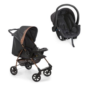 Carrinho de Bebê Romano Travel System com Bebê Conforto Grid Preto/Cobre - Galzerano