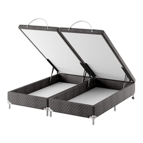 Base Box Baú Bipartido Queen Spubio Incofal Marrom 158x198x45cm