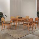 Ver imagem 1 de Mesa de Jantar Copper 180cm Tampo Canto Copo Mdf Laminado com 6 Cadeiras Copper Premium Moderna Mobí