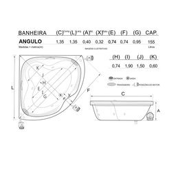 Banheira de Canto Angulo Completa com Hidro - 127v - 3