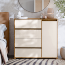 Ver imagem 1 de Cômoda Off White / Nature com Sapateira e Gaveteiro em Madeira