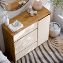 Ver imagem 2 de Cômoda Off White / Nature com Sapateira e Gaveteiro em Madeira