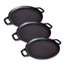 Kit 3 Bifeteira Ferro Fundido Lisa Redonda Alça Ferro 30cm - 1