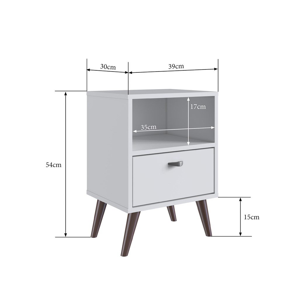 Mesa de Cabeceira 35cm 1 Nicho 1 Gaveta CB201 Branco - Completa Móveis ...