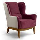 Ver imagem 2 de Poltrona em Tecido Veludo Vinho e Sintético Bege Realeza - Larbelle