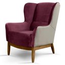 Ver imagem 3 de Poltrona em Tecido Veludo Vinho e Sintético Bege Realeza - Larbelle
