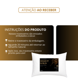 Kit 4 Travesseiros Select Gold Antialérgico com 4 Fronhas 100% Algodão Percal 150 Fios - 8
