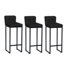 Ver imagem 1 de Kit 03 Banqueta Alta C/ Encosto Lucca Industrial Cozinha Balcão Ferro Preto Botão Preto Corino