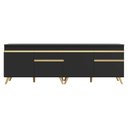 Ver imagem 3 de Kit Armário de Cozinha Gabinete Pia 120cm Veneza Multimóveis Mp2159 Preto/dourado