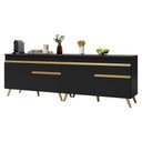 Ver imagem 1 de Kit Armário de Cozinha Gabinete Pia 120cm Veneza Multimóveis Mp2159 Preto/dourado