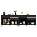 Ver imagem 2 de Kit Armário de Cozinha Gabinete Pia 120cm Veneza Multimóveis Mp2159 Preto/dourado