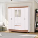 Ver imagem 2 de Guarda Roupa Casal Flex Abruzzo 6 Portas de Bater 2 Gavetas com Espelho Branco/terracota G98 - Gran