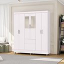 Ver imagem 1 de Guarda Roupa Casal Flex Abruzzo 6 Portas de Bater 2 Gavetas com Espelho Branco/terracota G98 - Gran