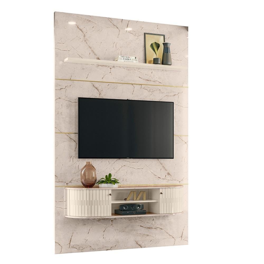 Rack Suspenso com Painel para Tvs até 65'' Monte Carlo Calacata Off White Madetec - 2