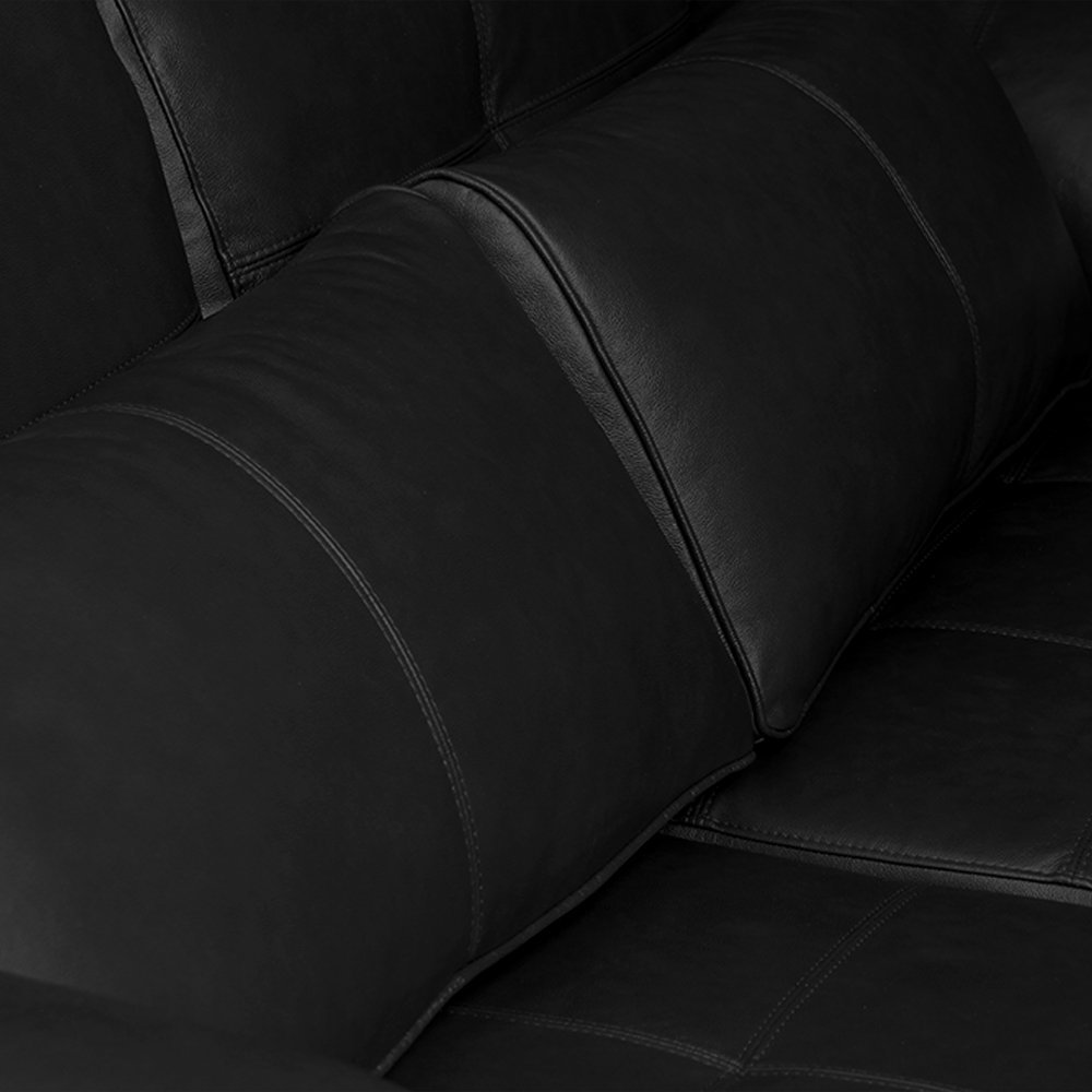 Sofá Decorativo Piece Bipartido Retrátil Sala de Estar 215cm Couro Preto G58 - Gran Belo - 6