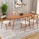 Ver imagem 1 de Conjunto Sala Jantar Mesa 180x80cm 6 Cadeiras Tampo MDF Laminado Madeira Maciça Ceci Natural Yescasa