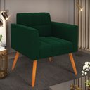 Ver imagem 2 de Poltrona Sala de Estar Pé Palito Castanho Elisa Bouclê Verde D03 - D'Rossi