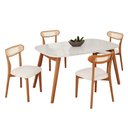 Ver imagem 2 de Conjunto Sala de Jantar Mesa 135x80cm Tampo em MDF com Vidro 4 Cadeiras Ceci Yescasa Marrom/Off Whit