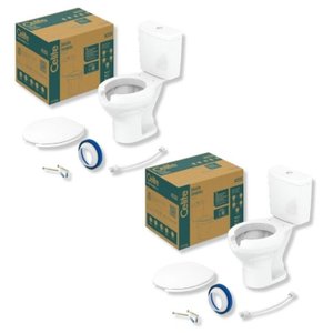Kit 2 Vaso Sanitário com Caixa Acoplada e Assento com Abertura Acesso Celite
