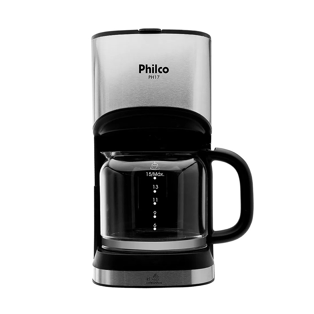 Cafeteira Elétrica Philco PH17 Corta-Pingo c/ Placa de Aquecimento Preta Inox Preto 220V - 1