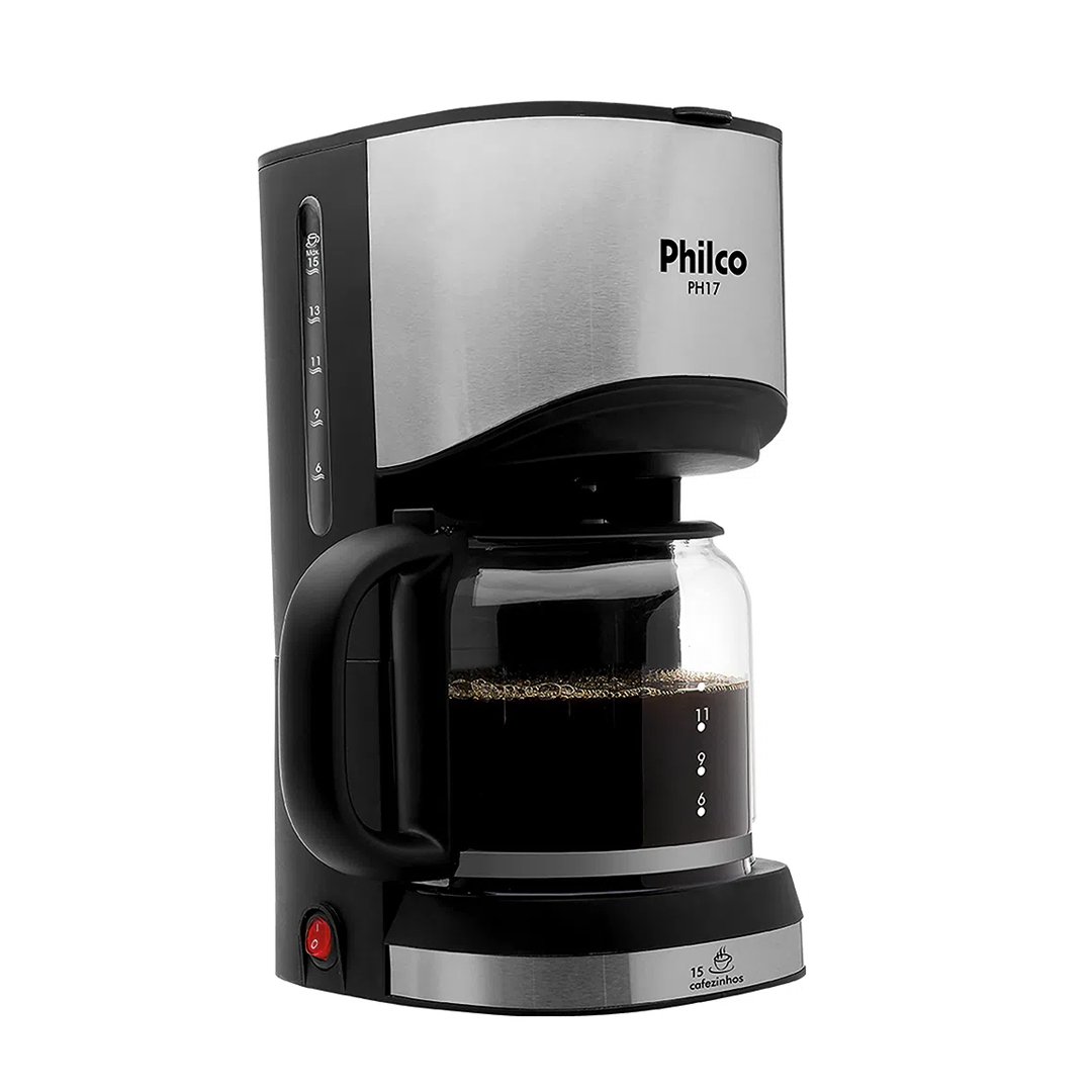 Cafeteira Elétrica Philco PH17 Corta-Pingo c/ Placa de Aquecimento Preta Inox Preto 220V - 6