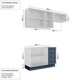 Cozinha Modulada 3 Peças 2 Aéreos 1 Balcão Arizona CabeCasa MadeiraMadeira - 3