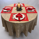 Ver imagem 1 de Toalha de Mesa Redonda Natalina 4 Lugares Bege e Jogo Americano Vela 4 Peças