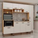Ver imagem 1 de Cozinha Modulada Alta 4 Peças 100% MDF Bege/Freijo/Branco