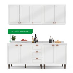 Cozinha Pérola com Tampo 4 Peças Aéreos com 5 Portas, Balcão 2 Gavetas 3 Portas e Balcão 2 Portas Ye - 5