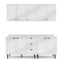 Ver imagem 3 de Cozinha Pérola com Tampo 4 Peças Aéreos com 5 Portas, Balcão 2 Gavetas 3 Portas e Balcão 2 Portas Yescasa