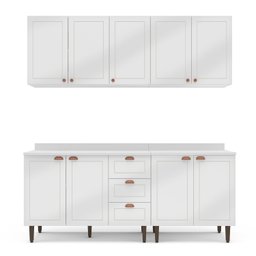 Cozinha Pérola com Tampo 4 Peças Aéreos com 5 Portas, Balcão 2 Gavetas 3 Portas e Balcão 2 Portas Ye - 3
