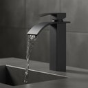 Ver imagem 3 de Torneira Monocomando Cascata Longa Banheiro Preto Fosco Luxo Moderna Me12b