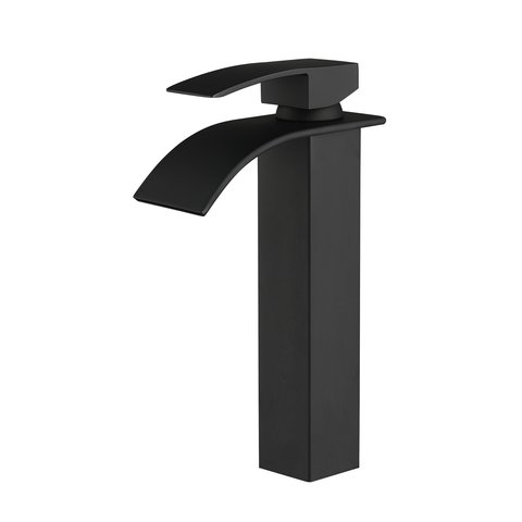 Torneira Monocomando Cascata Longa Banheiro Preto Fosco Luxo Moderna Me12b