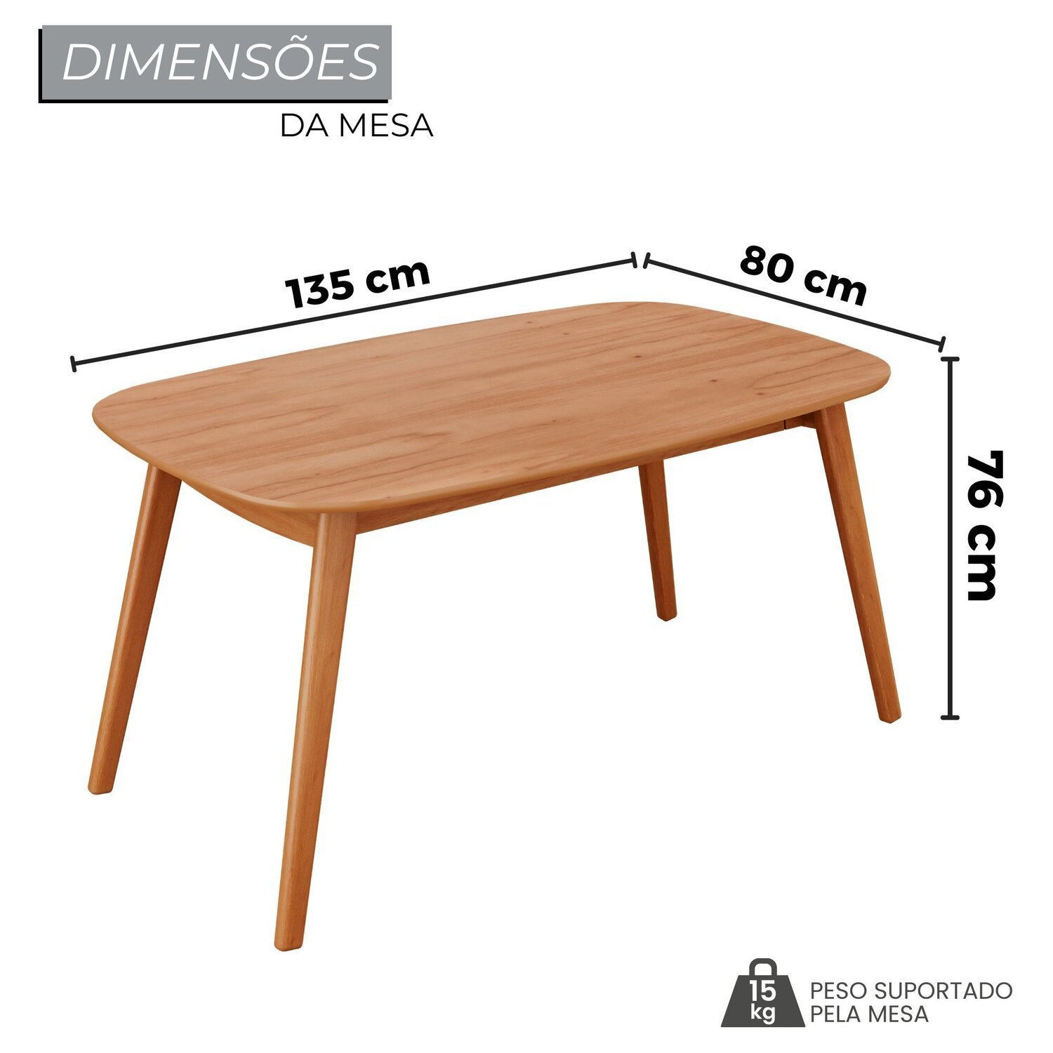 Conjunto Sala de Jantar Mesa 135x80cm Tampo em Mdf Laminado 4 Cadeiras Ceci - 3