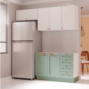 Cozinha Modulada 3 Peças 2 Aéreos 1 Balcão Arizona Cabecasa Madeiramadeira