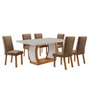 Ver imagem 1 de Mesa de Jantar Milena 180cm Tampo MDF e Vidro Canto Copo com 6 Cadeiras Lira
