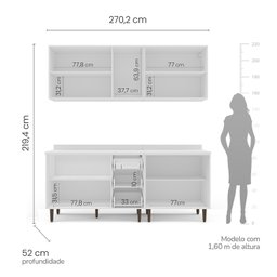 Cozinha Pérola com Tampo 4 Peças Aéreos com 5 Portas, Balcão 2 Gavetas 3 Portas e Balcão 2 Portas Ye - 4