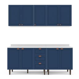 Cozinha Pérola com Tampo 4 Peças Aéreos com 5 Portas, Balcão 2 Gavetas 3 Portas e Balcão 2 Portas Ye - 3