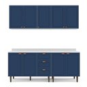 Ver imagem 3 de Cozinha Pérola com Tampo 4 Peças Aéreos com 5 Portas, Balcões Yescasa Azul/Branco