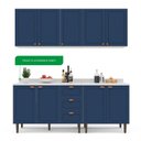 Ver imagem 5 de Cozinha Pérola com Tampo 4 Peças Aéreos com 5 Portas, Balcão 2 Gavetas 3 Portas e Balcão 2 Portas Yescasa Azul/Branco