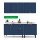 Ver imagem 5 de Cozinha Pérola com Tampo 4 Peças Aéreos com 5 Portas, Balcões Yescasa Azul/Branco