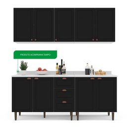 Cozinha Pérola com Tampo 4 Peças Aéreos com 5 Portas, Balcão 2 Gavetas 3 Portas e Balcão 2 Portas Ye - 5