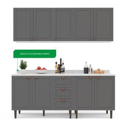 Cozinha Pérola com Tampo 4 Peças Aéreos com 5 Portas, Balcão 2 Gavetas 3 Portas e Balcão 2 Portas Ye - 5